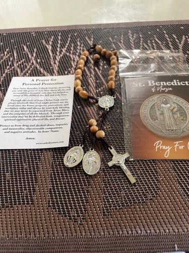 Customer photo review of Olive Wood Finish Door Knob Rosary
