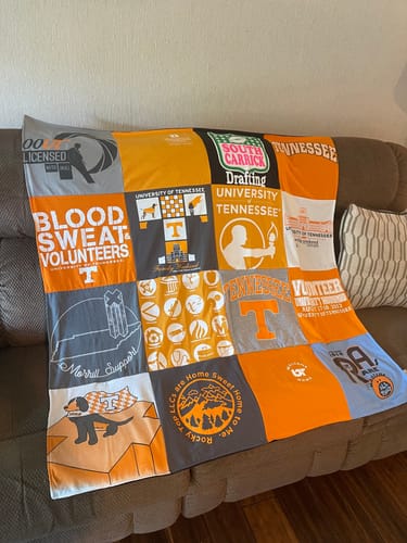 T-shirt quilt featuring university of tennessee football team, university of tennessee basketball team by Amy from TN