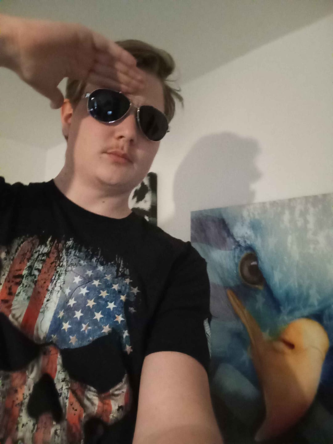 Customer photo review of USA Flag Skull T-Shirt
