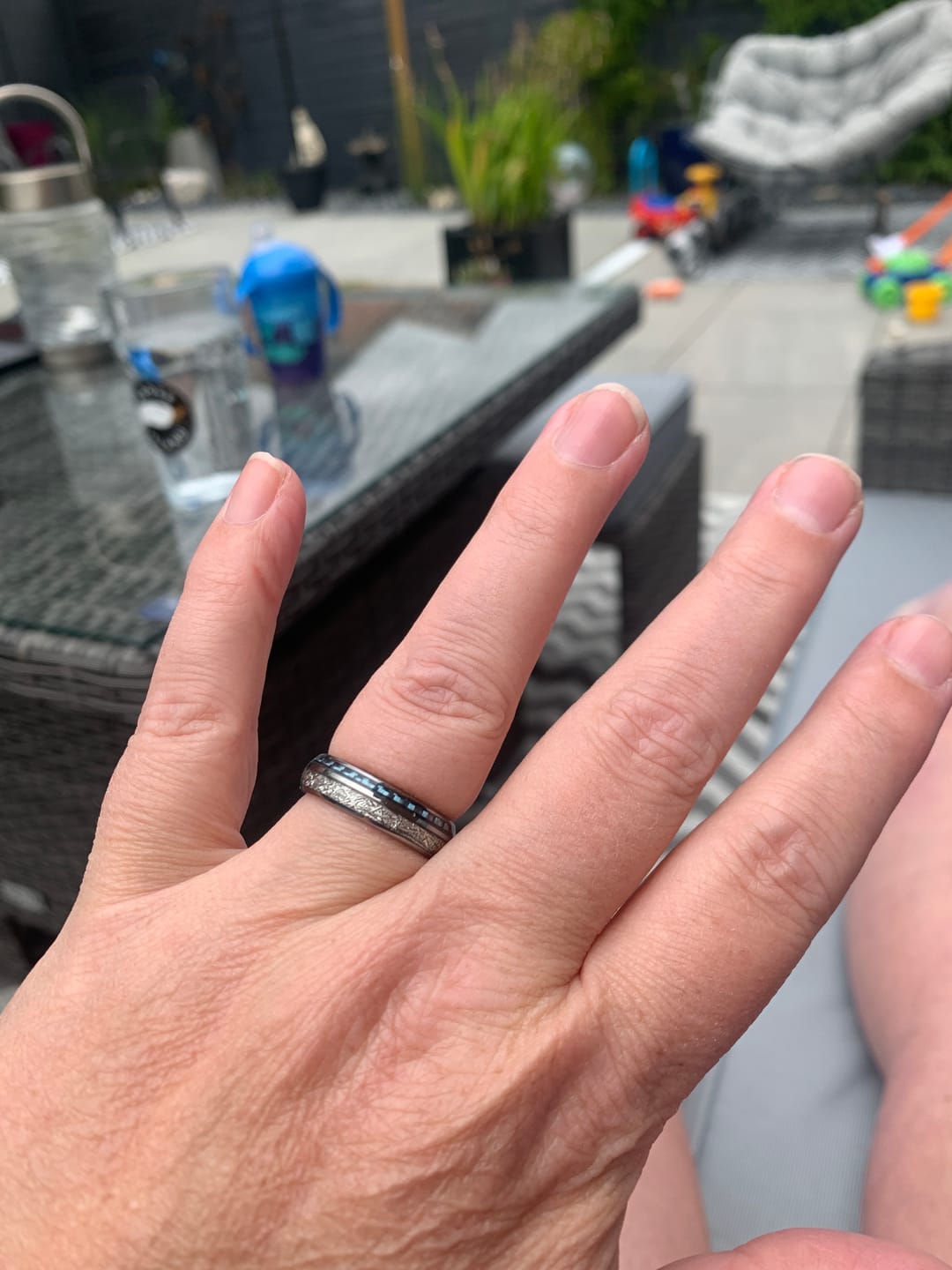 Customer photo review of The Steely Blue Wonder Ring Set