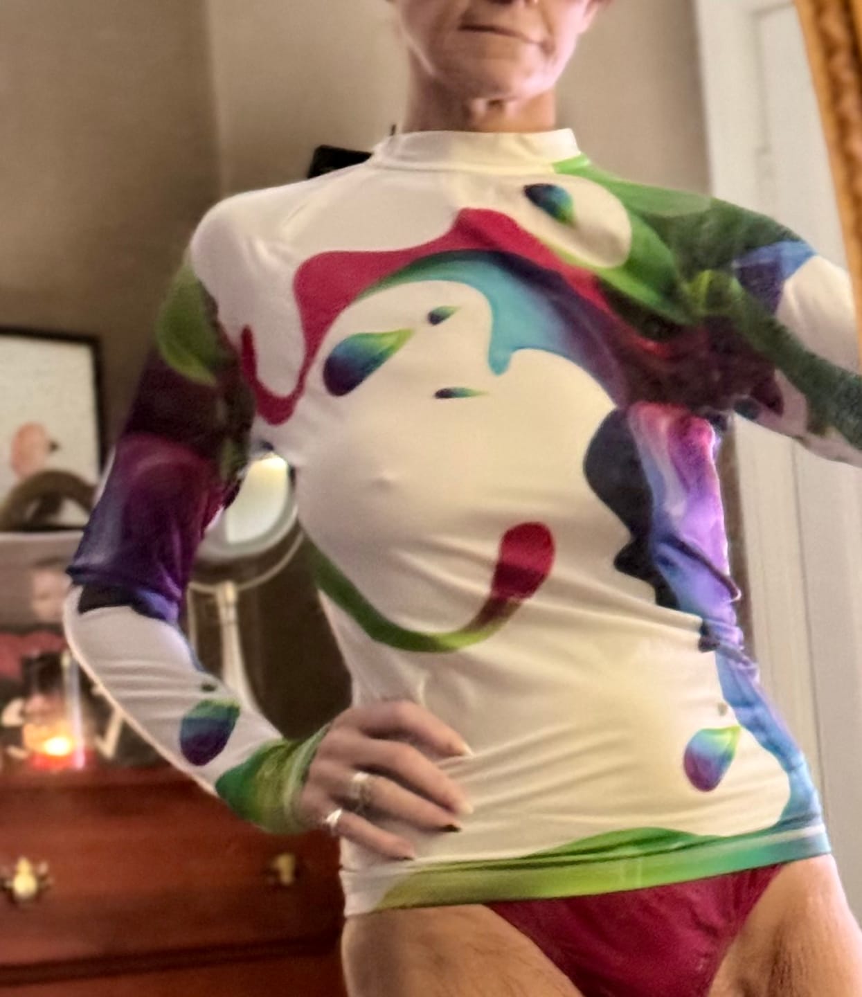 Customer photo review of Long Sleeve Rash Guard for Women UPF 50+ | Rainbow