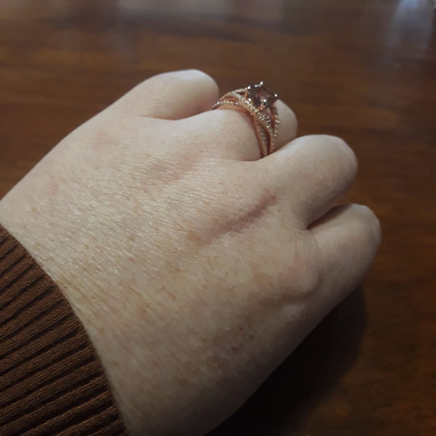 Customer photo review of round diaspore gemstone cross pave sterling silver ring