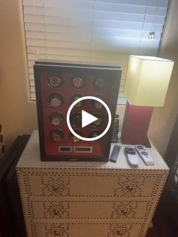 Customer video review of 12 Watch Winder for Automatic Watches LCD Remote Control Quiet Mabuchi Motors-Red