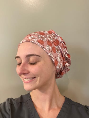 Customer photo review of Scrub Hat - Pumpkins and Daisies