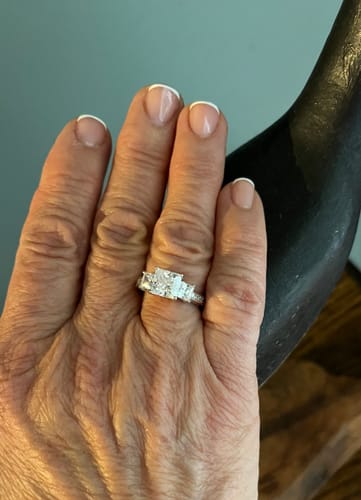 Customer photo review of 3-Stone 1.6ct Princess CZ Ring in Sterling Silver