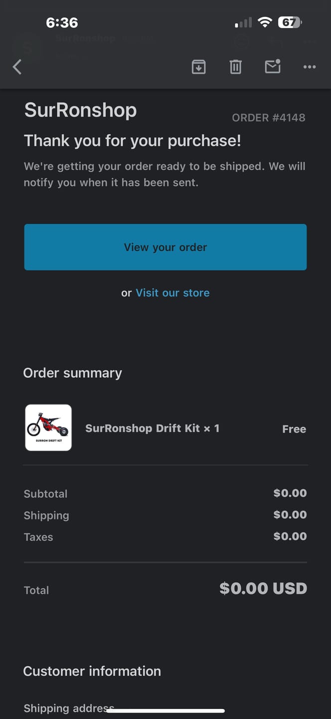 Customer photo review of SurRonshop Drift Kit