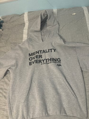 Customer photo review of 'Mentality Over Everything' Hoodie - GRAY