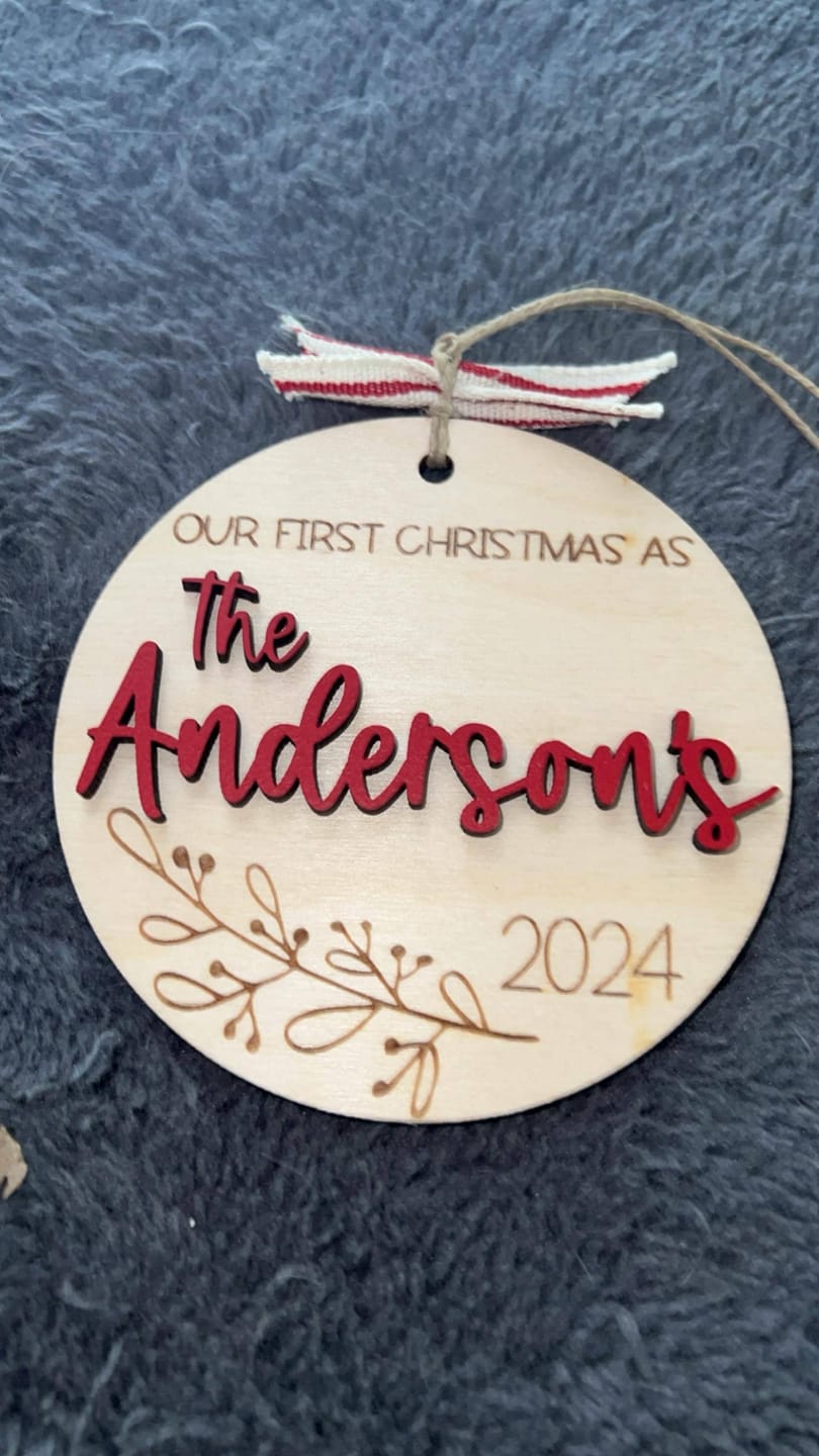 Customer photo review of Our First Christmas Married Ornament 2025
