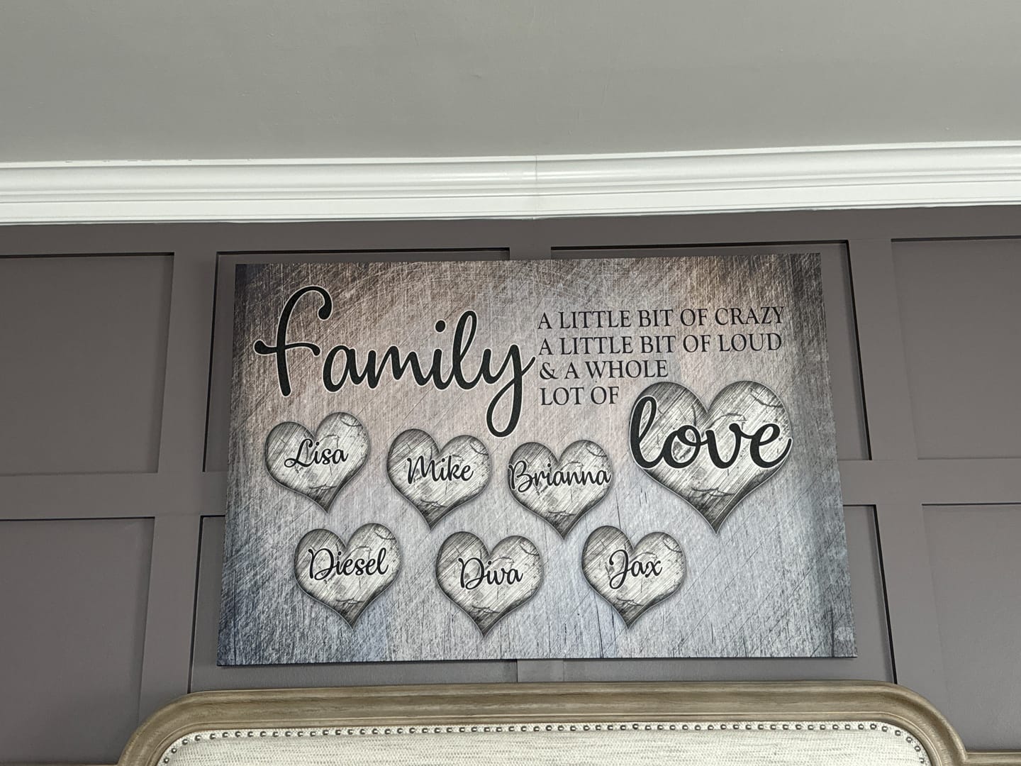 Customer photo review of Personalized "Family... Love" Premium Canvas