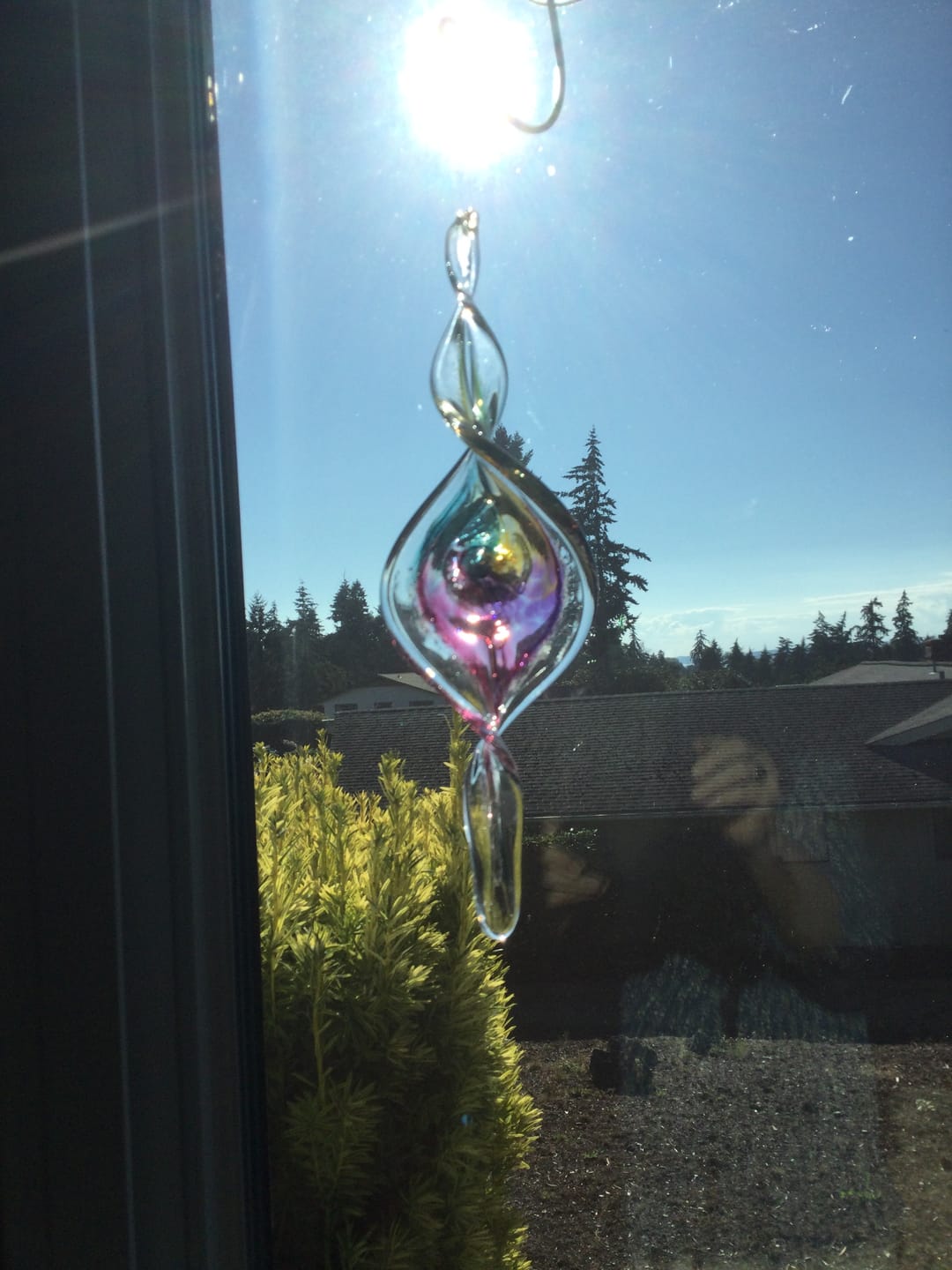 Customer photo review of Dichroic Spinner Suncatcher with Infused Cremains