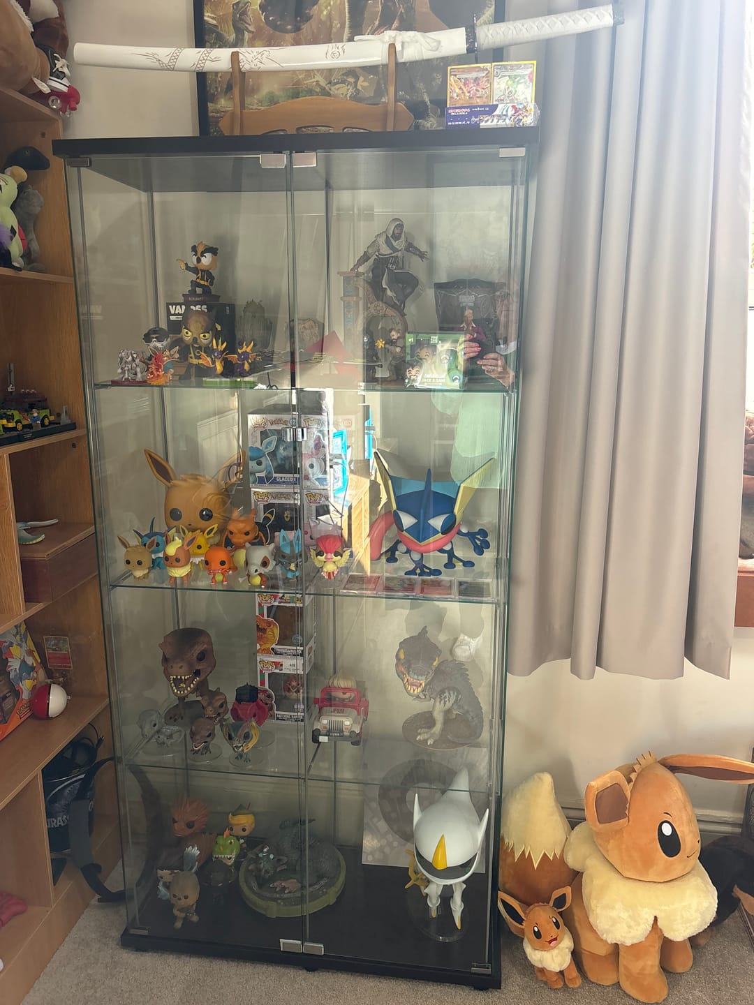 Customer photo review of Stacked 2 Doors Glass Display Cabinet Collections Storage - Black
