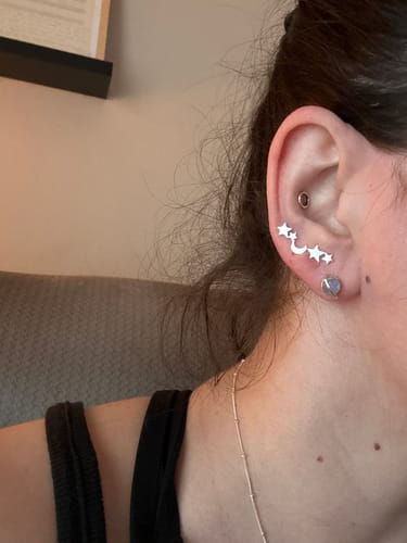 Customer photo review of Saturn Moonstone Earrings Sterling Silver