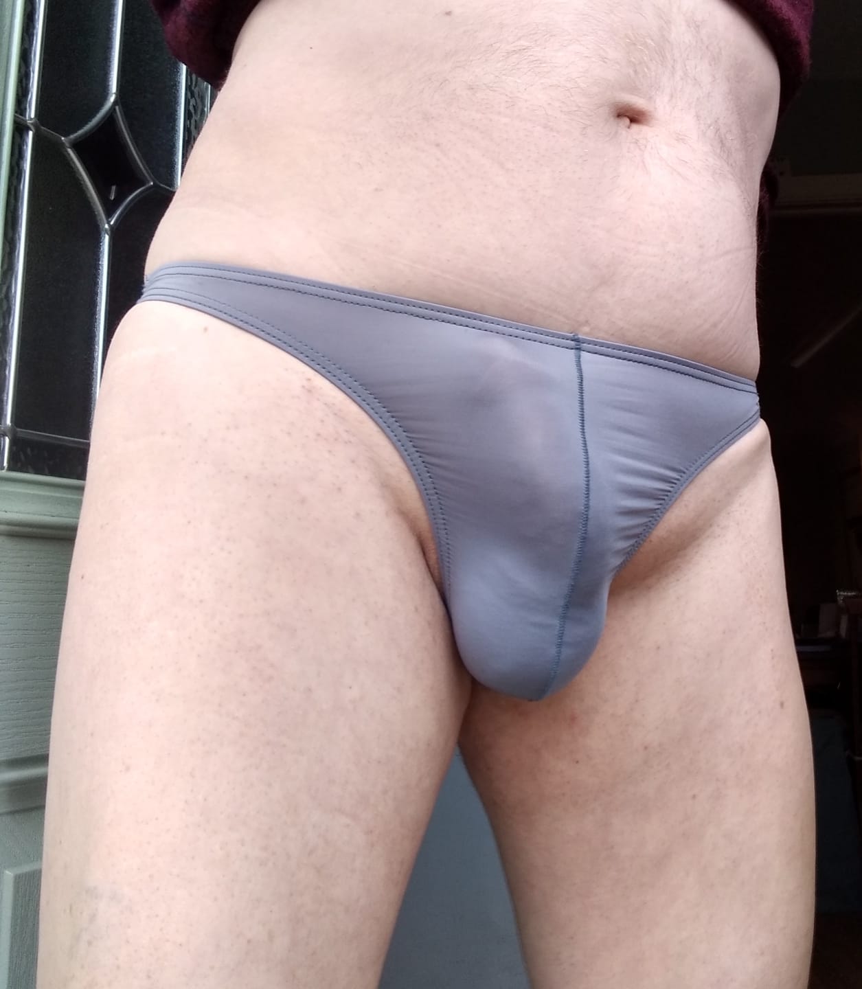 Customer photo review of 4 Pack Men's Sexy Pouch T-Back Thongs