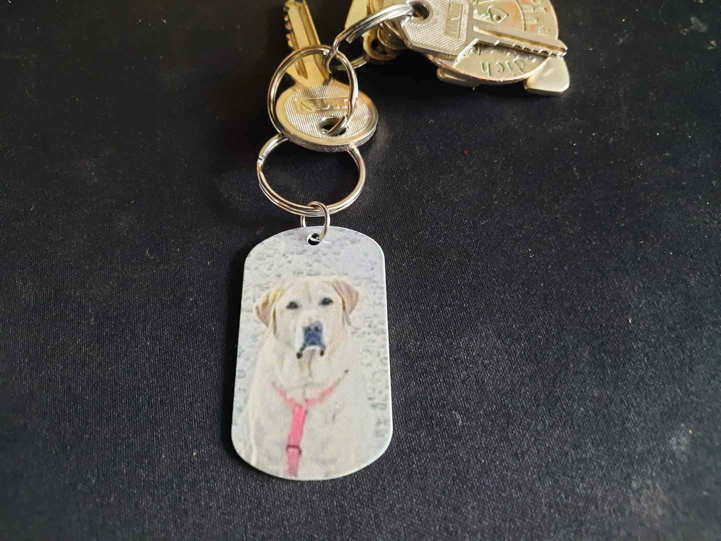Customer photo review of Für immer im Herzen - Individueller Dog Tag Schlüsselanhänger