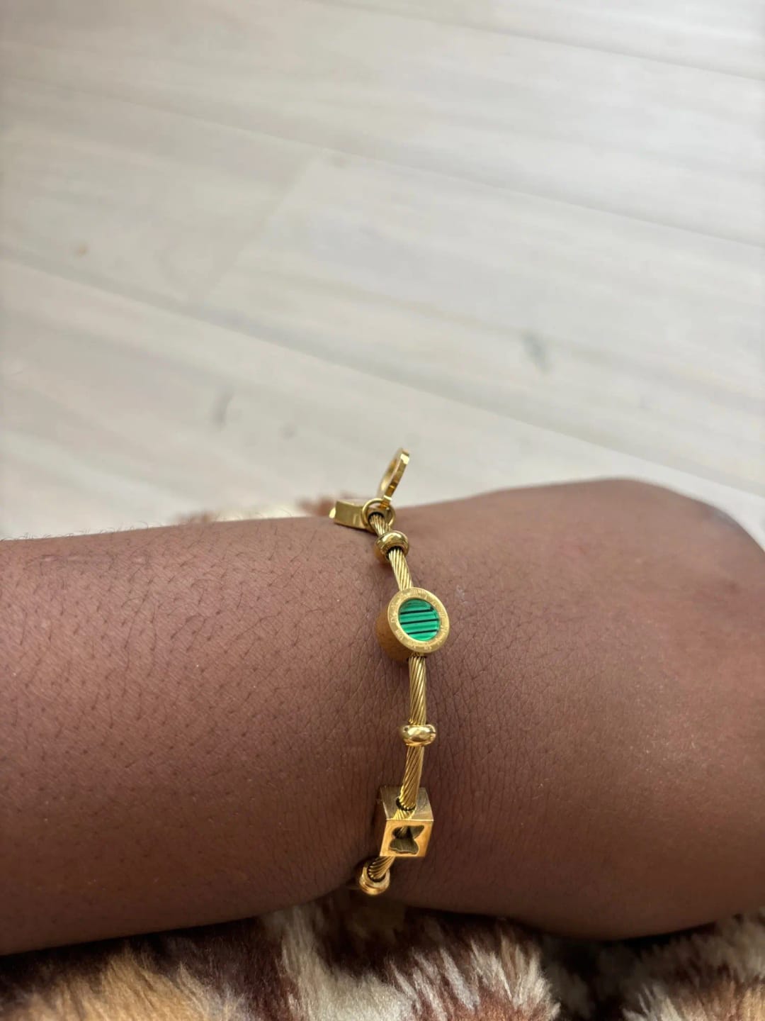 Customer photo review of Malachite Roman Charm Bangles Bracelet