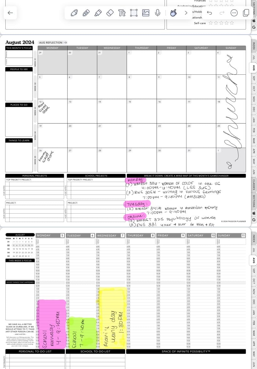 Customer photo review of Digital Student Planner - 2024-2025 Weekly & Daily - Academic Bundle