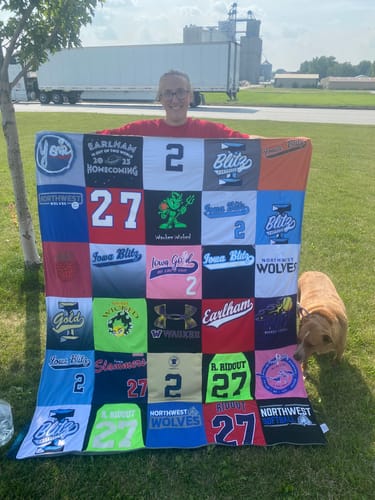T-shirt quilt featuring wolverines by Melody from IA