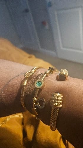 Customer photo review of Malachite Roman Charm Bangles Bracelet