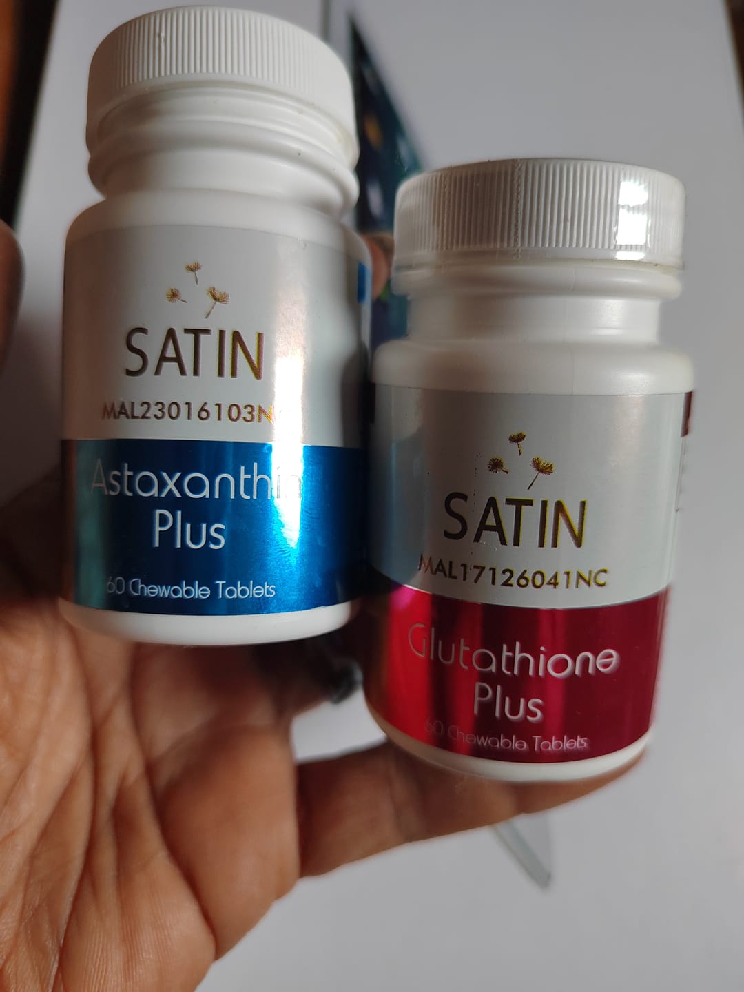 Customer photo review of Satin Skinz Duo (glutathione+astaxanthin)