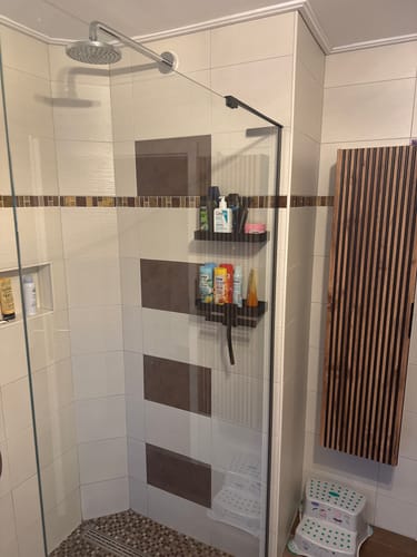 Customer photo review of SONNI Duschwand Glas 90-120 x 200cm Schwarz mit NANO Glas Sicherheitsfolie Duschtrennwand Glas Walk In Glaswand Dusche