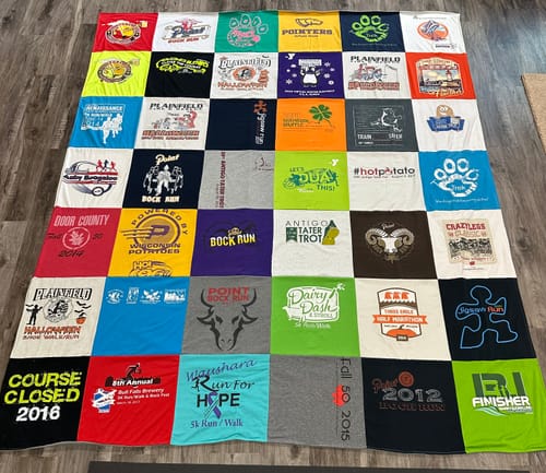 T-shirt quilt featuring plainfield high school, antigo high school by Lynn from WI