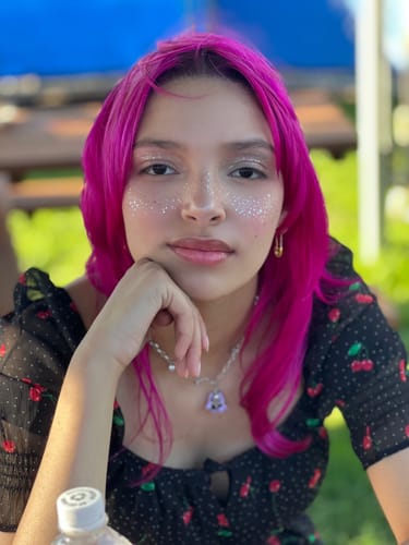 Customer photo review of Gold Stardust Speckles Makeup Patches
