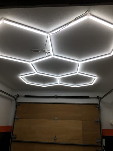 Customer photo review of Hexagon Garage Lights | LED Ceiling Grid