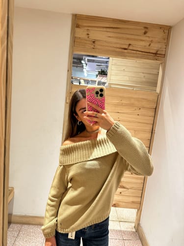 Customer photo review of Sweater Low Shoulder Beige