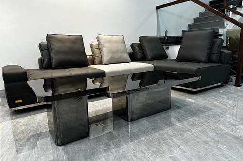 Customer photo review of Key West - Set bàn trà đôi hình chữ nhật, mặt kính cường lực, khung inox