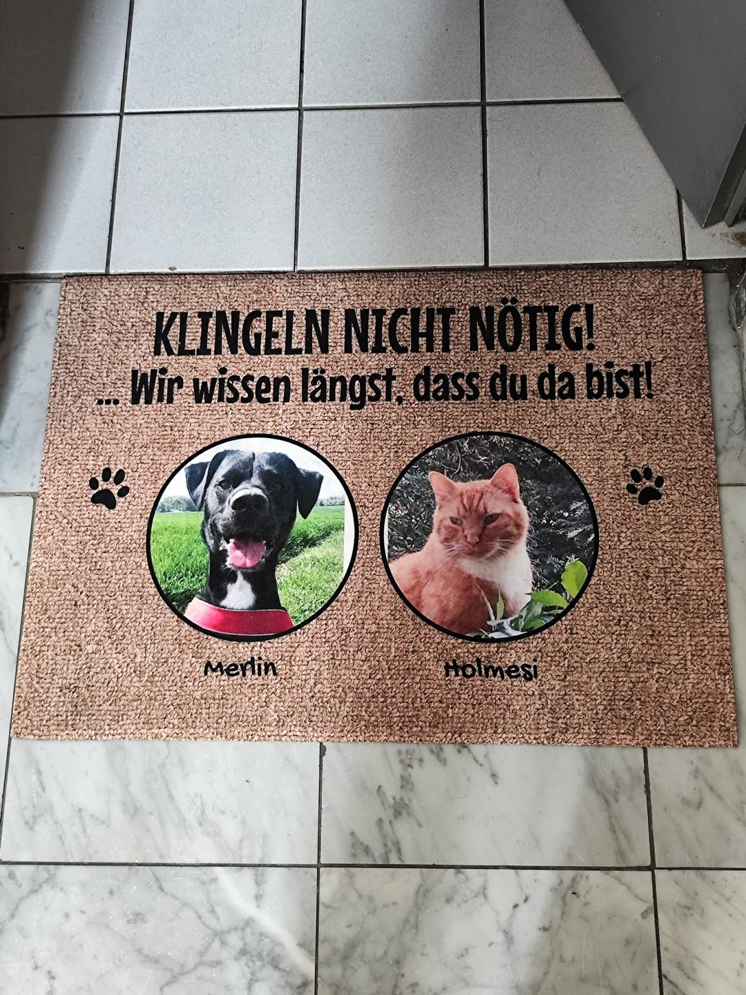 Customer photo review of Klingeln nicht nötig mit Foto - individuelle Fußmatte