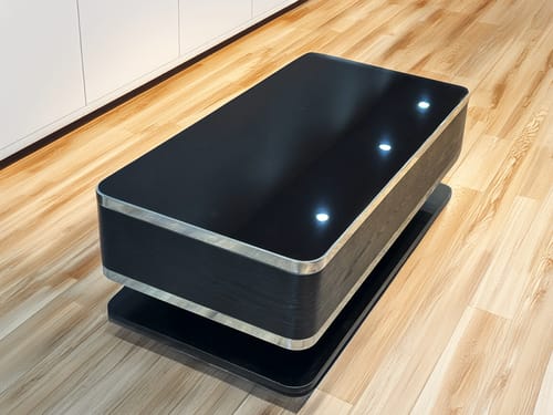 Customer photo review of Bàn trà hình chữ nhật, mặt đá Ceramic, khung inox sáng bóng - DELICATO