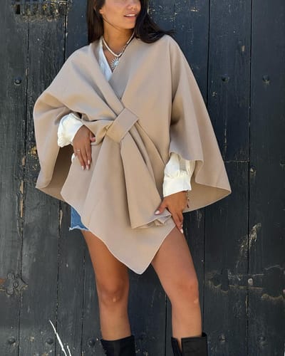 Customer photo review of Solid Color Loose V-neck Shawl Cape Jacket