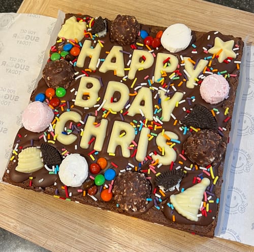 Customer photo review of Custom message birthday brownie