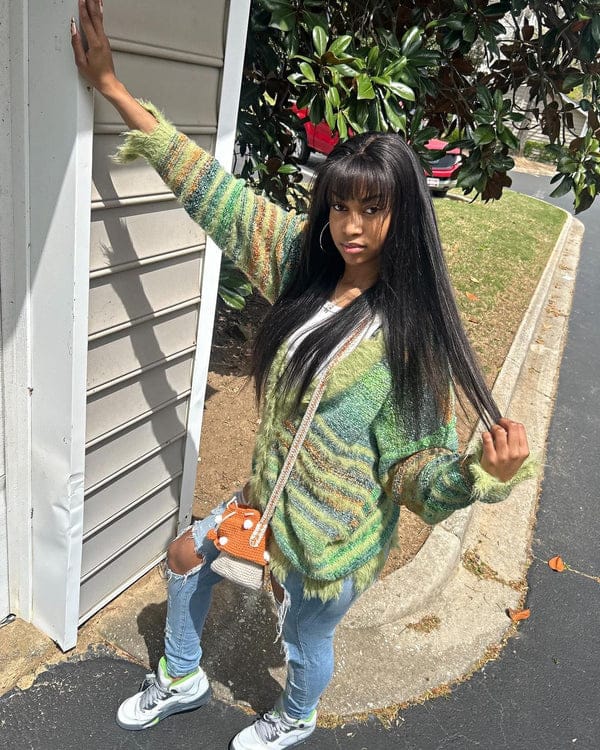 Customer photo review of Aelfric Eden Fringe Stripe Cardigan