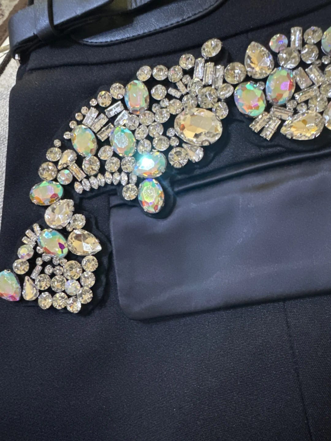 Customer photo review of Irregular Rhinestone High Waisted Skirt