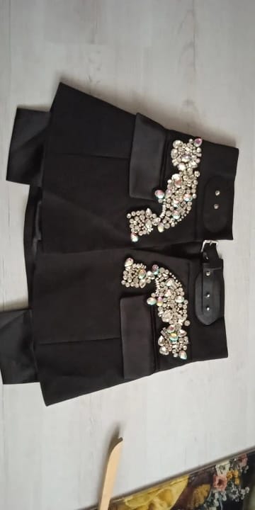 Customer photo review of Irregular Rhinestone High Waisted Skirt