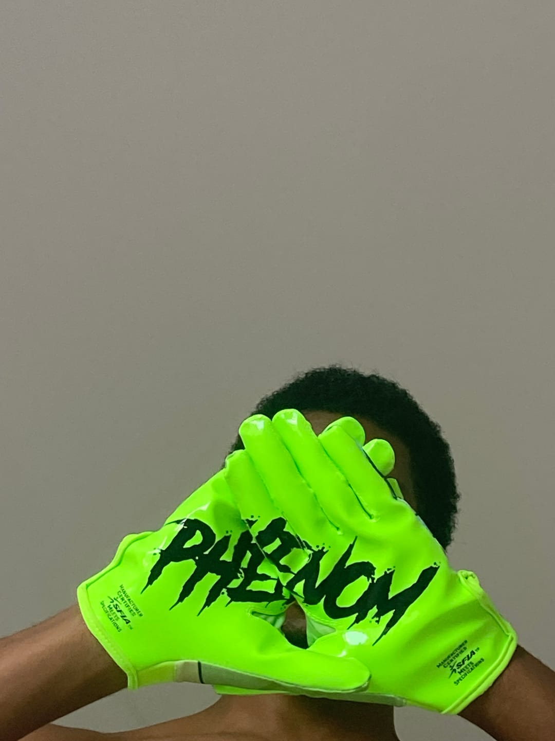 Customer photo review of Rick and Morty Football Gloves - VPS1 by Phenom Elite