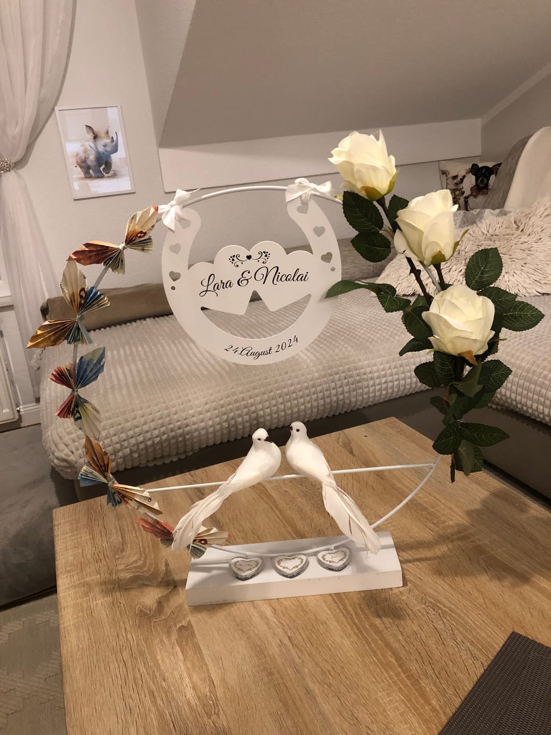 Customer photo review of Glückshufeisen aus edlem Stahl noble Design (personalisierbar) - ausgefallenes Hochzeitsgeschenk
