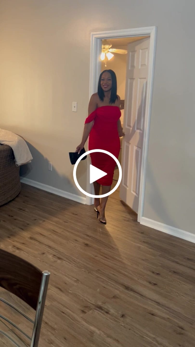Customer video review of Kat Mesh Off Shoulder Dress - Red
