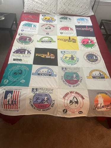 T-shirt quilt with running, racing themes by Phillip from MA