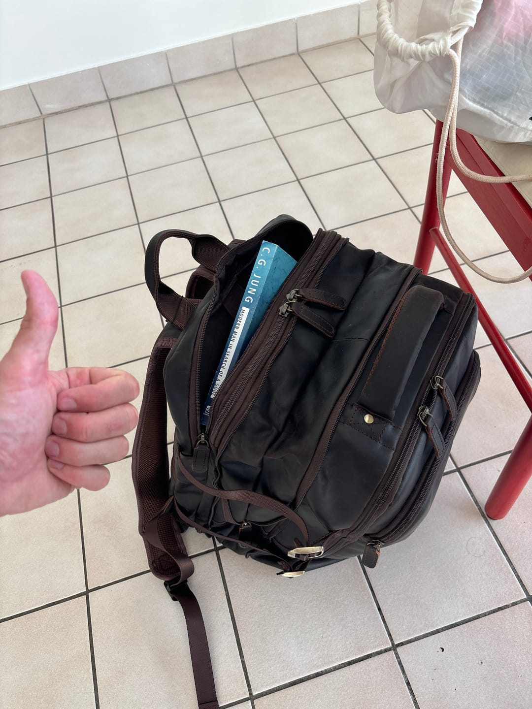 Customer photo review of The Stetson Peak - Expandable Mens Leather Backpack