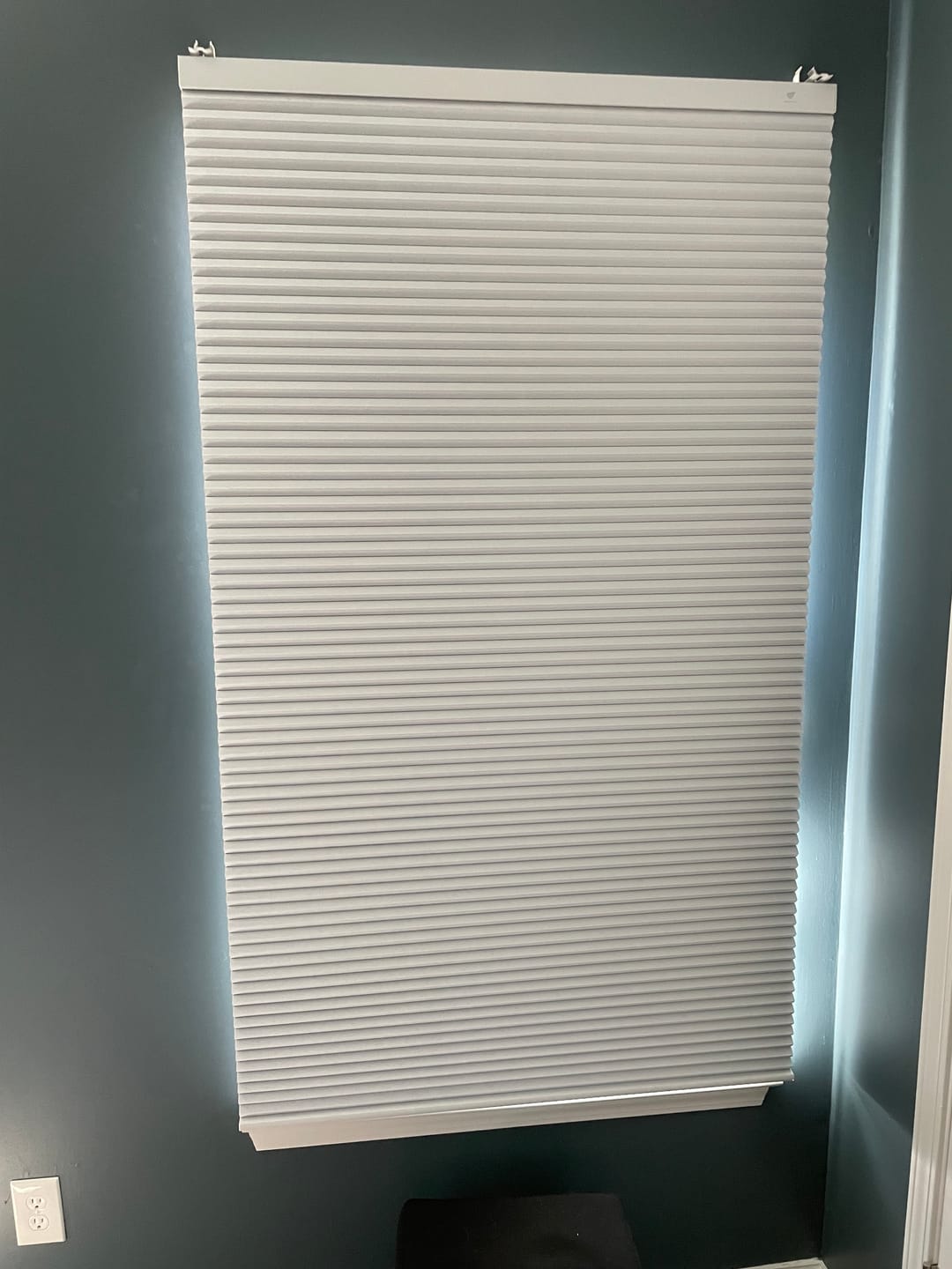 Customer photo review of SmartWings Motorized Blackout Cellular Shades Hazel