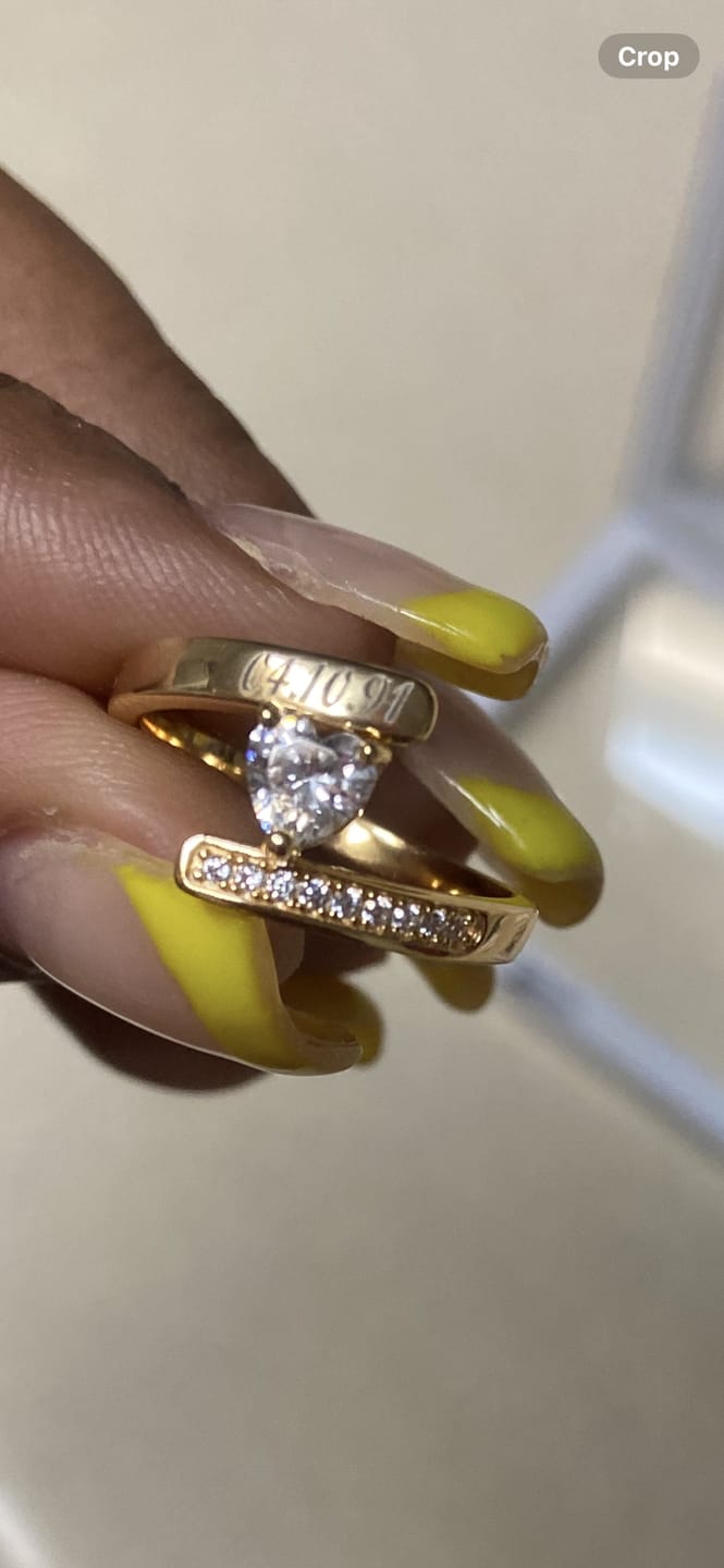 Customer photo review of Engraved Birthstone Ring
