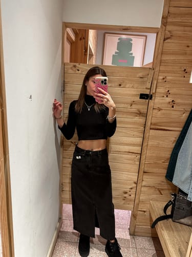 Customer photo review of Falda Midi Denim Black