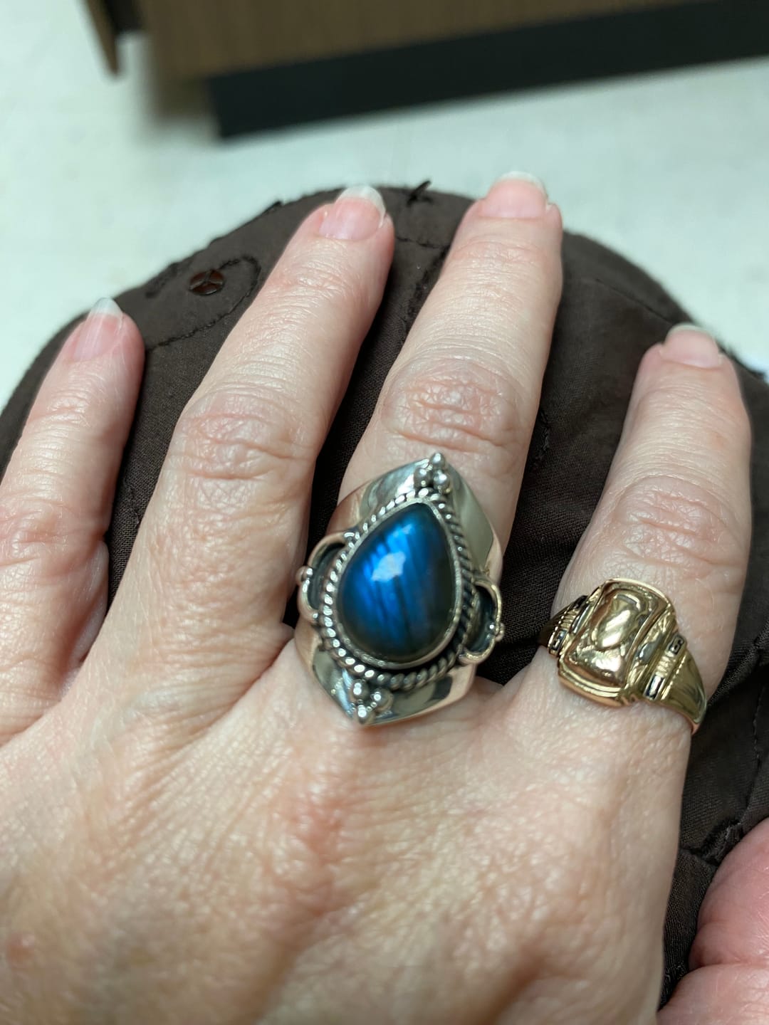 Customer photo review of Teardrop Labradorite Ring Sterling Silver