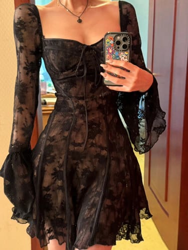 Customer photo review of Anissa Vintage Lace Mini Dress