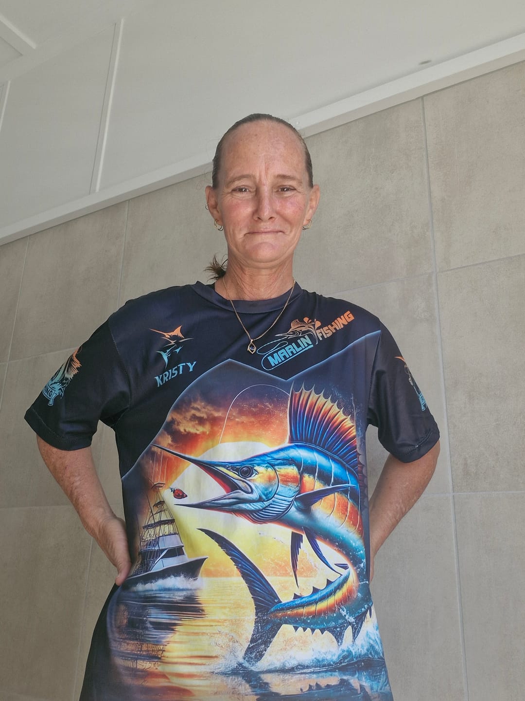 Customer photo review of Man Shirt, Custom Name Marlin Fishing Shirt, Fishing Lover Shirt, Fishing Hoodie Shirt Polo Long Sleeve Shirt