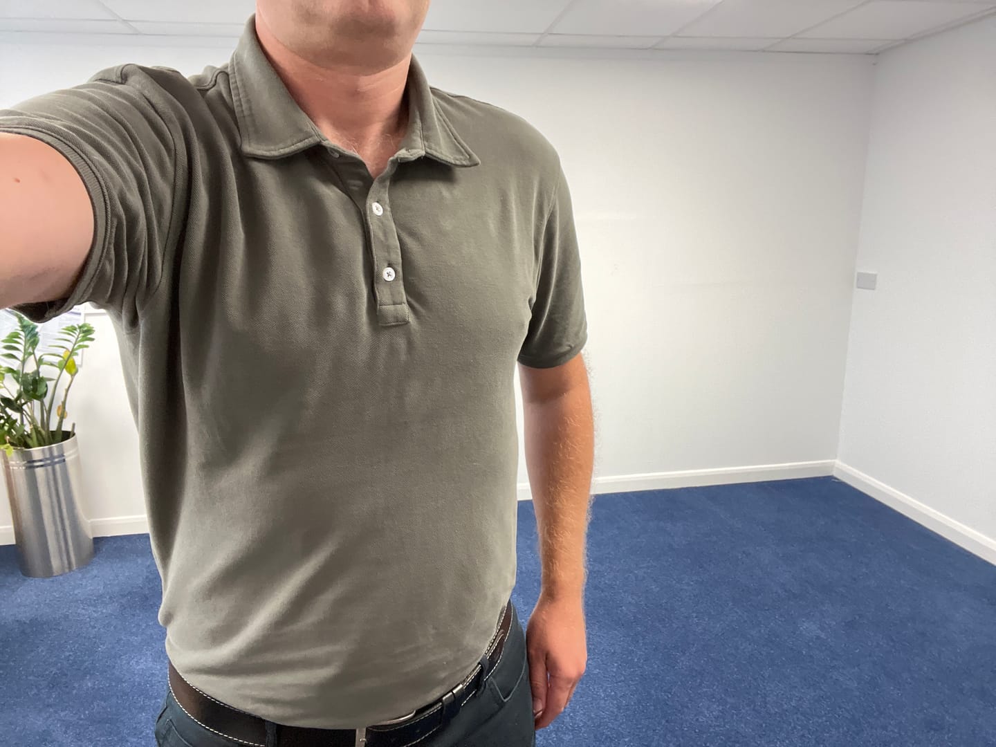 Customer photo review of Organic Tall Slim Pique Polo Shirt (Dark Grey)