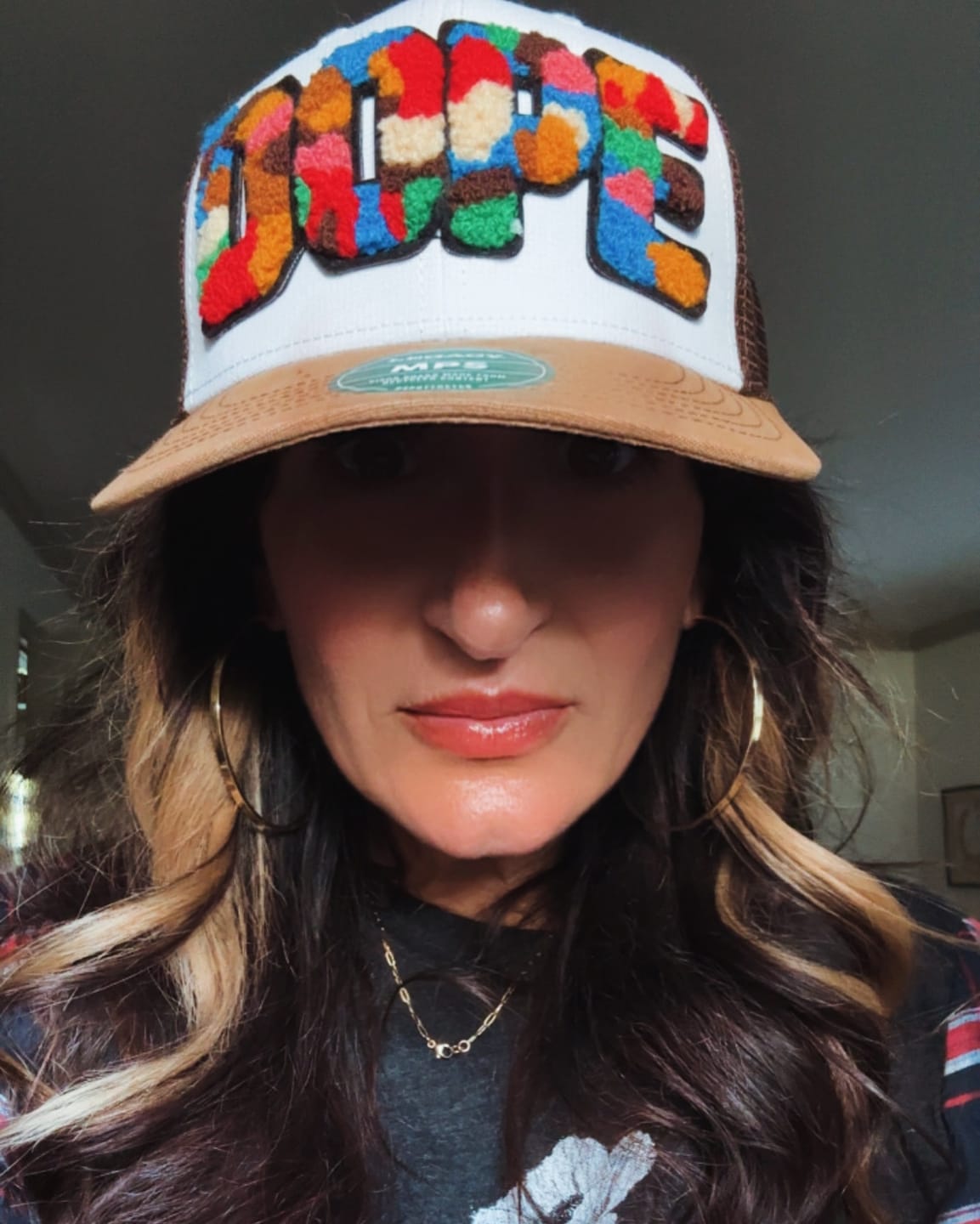 Customer photo review of Chenille Dope Patched Mid-Pro Snapback Trucker Cap
