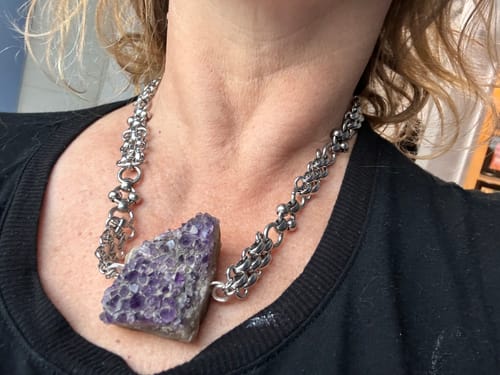 Customer photo review of Amethyst Steel Chunk Chain 1of1